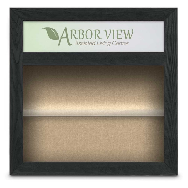 Outdoor Enclosed Combo Board, 42"x32", Bronze Frame/Black Porc & Surf